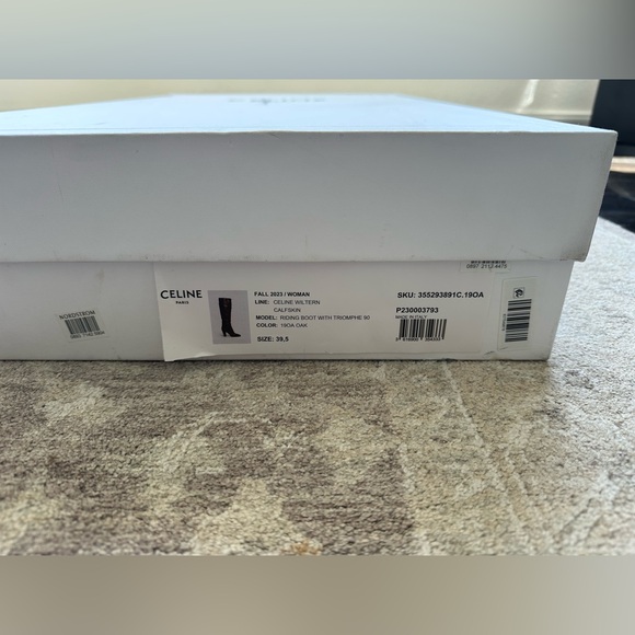 CELINE WILTERN Calfskin RIDING BOOT WITH TRIOMPHE 90mm Brown KneeHigh Boots 39.5 - Picture 12 of 16